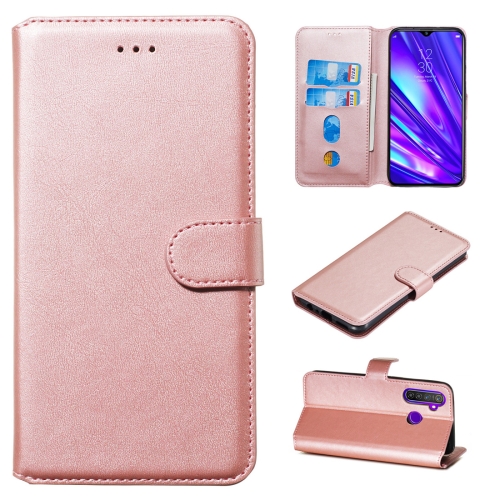 

For OPPO Realme 5 Pro / Realme Q Classic Calf Texture Horizontal Flip PU Leather Case, with Holder & Card Slots & Wallet(Rose Gold)