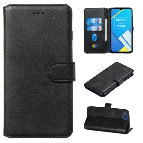 

For OPPO A1k / Realme C2 Classic Calf Texture Horizontal Flip PU Leather Case, with Holder & Card Slots & Wallet(Black)