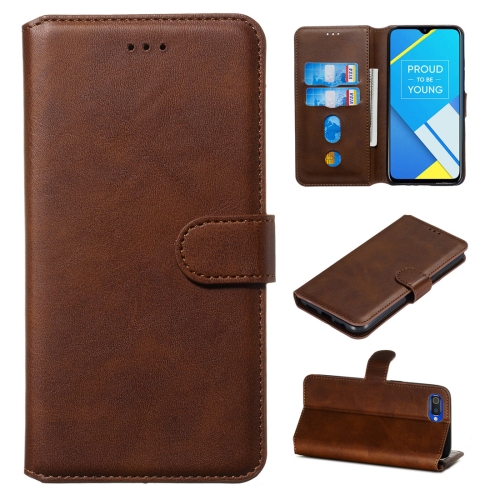 

For OPPO A1k / Realme C2 Classic Calf Texture Horizontal Flip PU Leather Case, with Holder & Card Slots & Wallet(Brown)