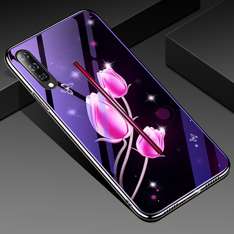 

For Vivo iQOO Electroplated Edge Blue Light Glass Protective Case(Tulips)
