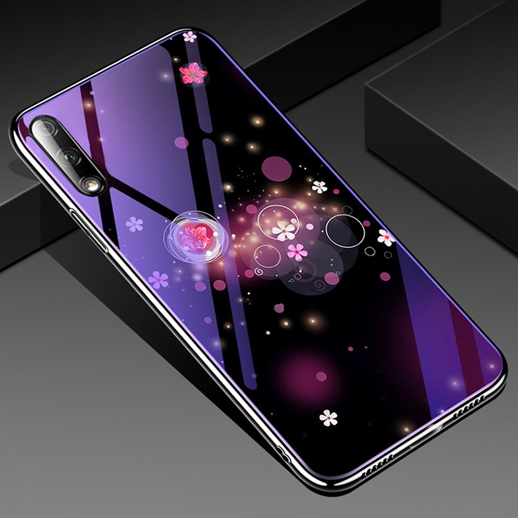 

For Huawei Honor 9X Electroplated Edge Blue Light Glass Protective Case(Flowers)