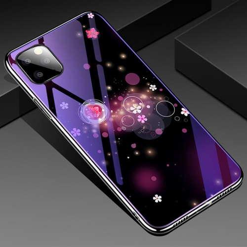 

For iPhone 11 Pro Electroplated Edge Blue Light Glass Protective Case(Flowers)