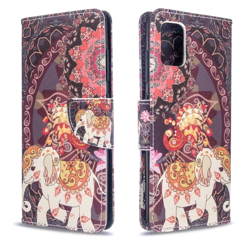 

For Galaxy A51 Colored Drawing Pattern Horizontal Flip Leather Case with Holder & Card Slots & Wallet(Flower Elephant)