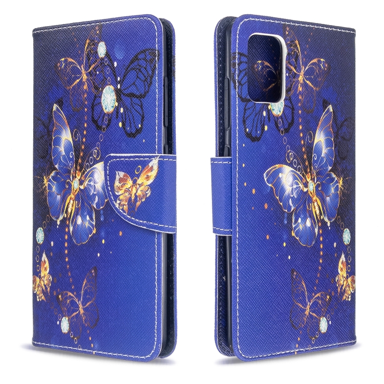 

For Galaxy A51 Colored Drawing Pattern Horizontal Flip Leather Case with Holder & Card Slots & Wallet(Purple Butterfly)