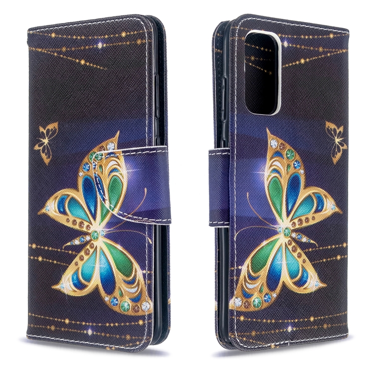 

For Galaxy S20 Colored Drawing Pattern Horizontal Flip Leather Case with Holder & Card Slots & Wallet(Golden Butterfly)