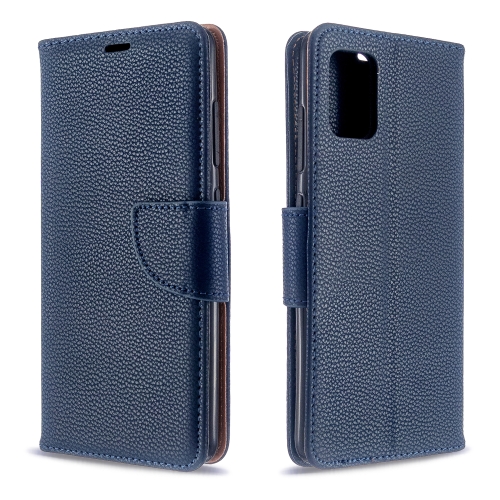 

For Galaxy A51 Litchi Texture Pure Color Horizontal Flip PU Leather Case with Holder & Card Slots & Wallet & Lanyard(Dark Blue)