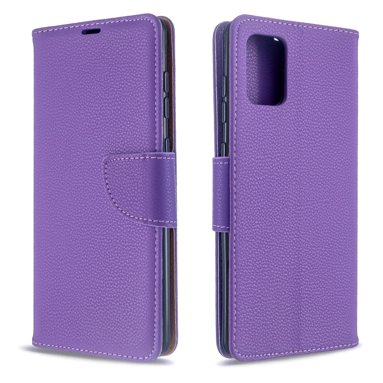 

For Galaxy A71 Litchi Texture Pure Color Horizontal Flip PU Leather Case with Holder & Card Slots & Wallet & Lanyard(Purple)