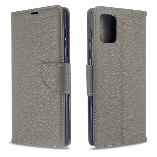 

For Galaxy A71 Litchi Texture Pure Color Horizontal Flip PU Leather Case with Holder & Card Slots & Wallet & Lanyard(Grey)