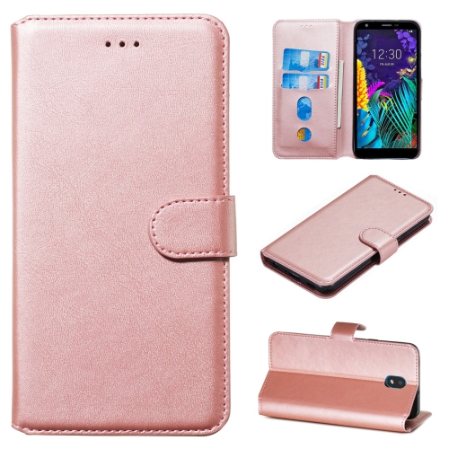 

For LG K30 (2019) Classic Calf Texture Horizontal Flip PU Leather Case, with Holder & Card Slots & Wallet(Rose Gold)