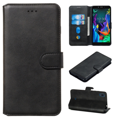 

For LG K20 (2019) Classic Calf Texture Horizontal Flip PU Leather Case, with Holder & Card Slots & Wallet(Black)