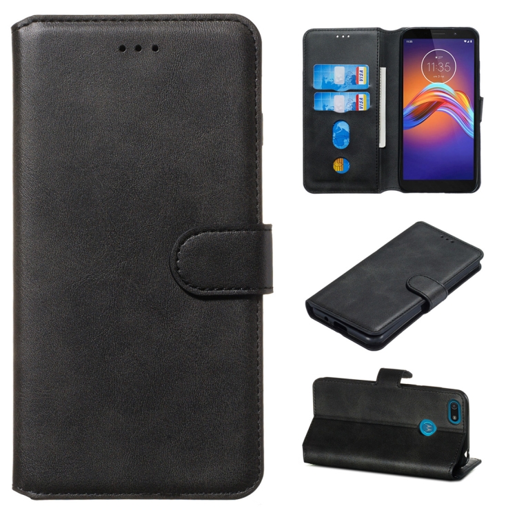 

For Motorola Moto E6 Play Classic Calf Texture Horizontal Flip PU Leather Case, with Holder & Card Slots & Wallet(Black)