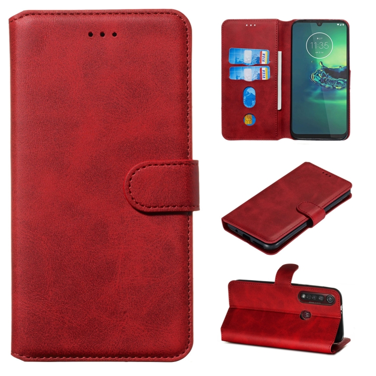 

For Motorola Moto G8 Plus Classic Calf Texture Horizontal Flip PU Leather Case, with Holder & Card Slots & Wallet(Red)