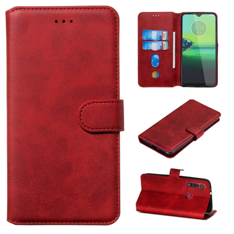 

For Motorola Moto G8 Play / One Macro Classic Calf Texture Horizontal Flip PU Leather Case, with Holder & Card Slots & Wallet(Red)