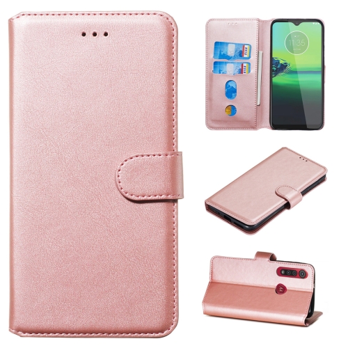 

For Motorola Moto G8 Play / One Macro Classic Calf Texture Horizontal Flip PU Leather Case, with Holder & Card Slots & Wallet(Rose Gold)