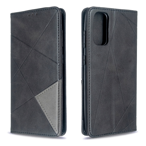 

For Galaxy S20 Rhombus Texture Horizontal Flip Magnetic Leather Case with Holder & Card Slots(Black)