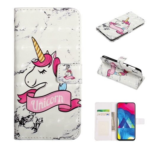 

For Galaxy A10 Embossed Painted Pattern Left Right Leather case with Stand & Card Slot & Wallet & Photo Frame(Marble Unicorn)