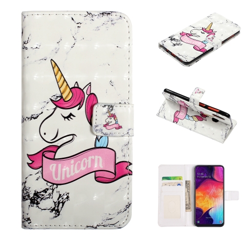 

For Galaxy A10e / A20e Embossed Painted Pattern Left Right Leather case with Stand & Card Slot & Wallet & Photo Frame(Marble Unicorn)