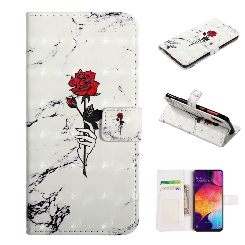 

For Galaxy A20 / A30 Embossed Painted Pattern Left Right Leather case with Stand & Card Slot & Wallet & Photo Frame(Marble Rose)