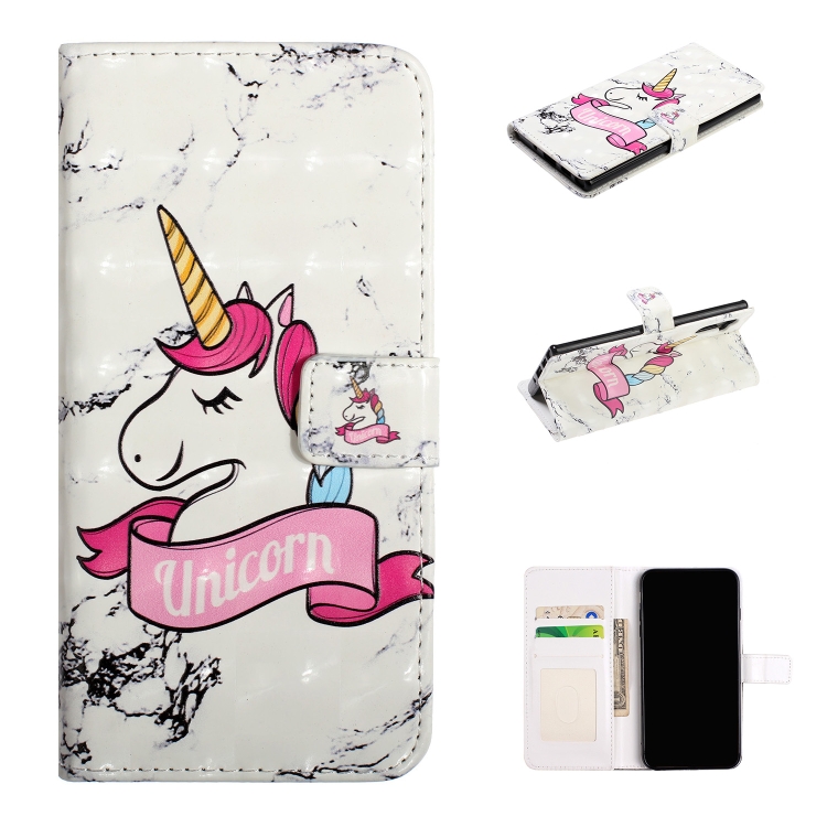 

For Galaxy Note 10 Embossed Painted Pattern Left Right Leather case with Stand & Card Slot & Wallet & Photo Frame(Marble Unicorn)