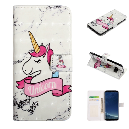 

For Galaxy S8 Embossed Painted Pattern Left Right Leather case with Stand & Card Slot & Wallet & Photo Frame(Marble Unicorn)