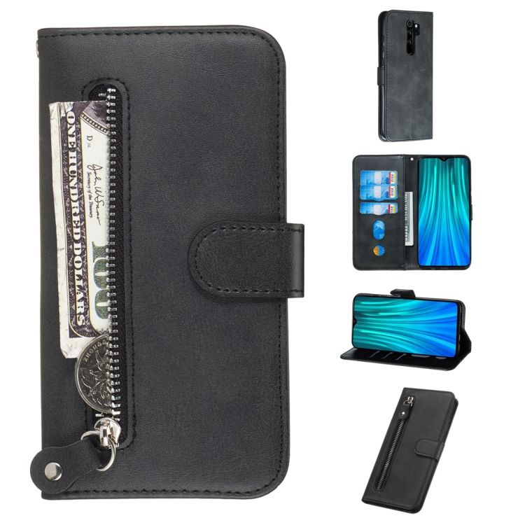 

For Xiaomi Redmi Note 8 Pro Fashion Calf Texture Zipper Horizontal Flip PU Leather Case, with Holder & Card Slots & Wallet(Black)