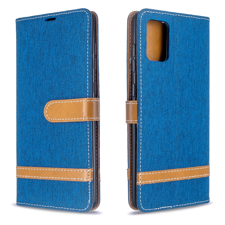 

For Galaxy A71 Color Matching Denim Texture Horizontal Flip PU Leather Case with Holder & Card Slots & Wallet & Lanyard(Blue)
