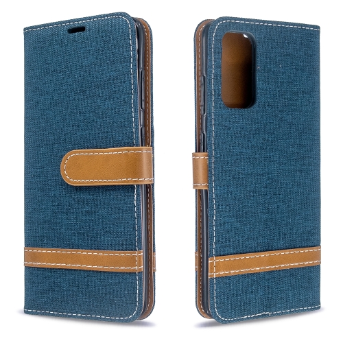 

For Galaxy S20 Color Matching Denim Texture Horizontal Flip PU Leather Case with Holder & Card Slots & Wallet & Lanyard(Dark Blue)