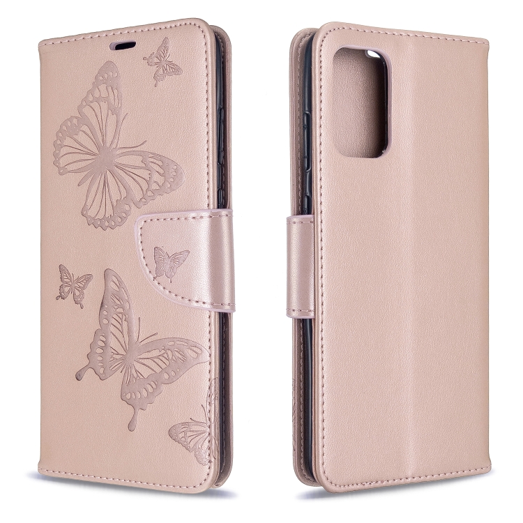 

For Galaxy S20+ Embossing Two Butterflies Pattern Horizontal Flip PU Leather Case with Holder & Card Slot & Wallet & Lanyard(Gold)