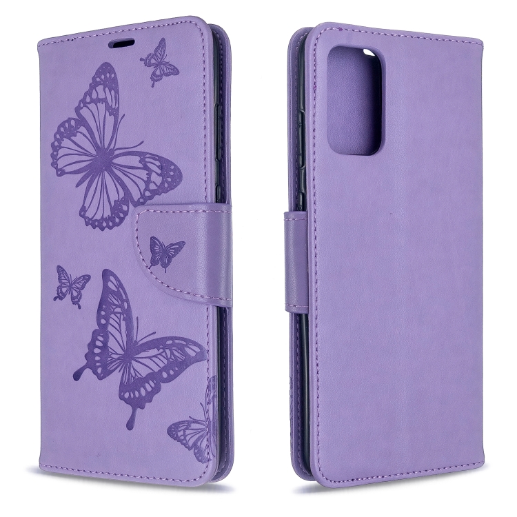 

For Galaxy S20+ Embossing Two Butterflies Pattern Horizontal Flip PU Leather Case with Holder & Card Slot & Wallet & Lanyard(Purple)