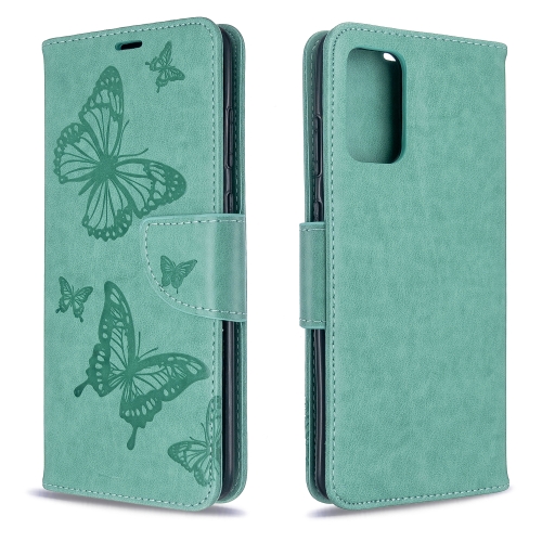 

For Galaxy S20 Ultra Embossing Two Butterflies Pattern Horizontal Flip PU Leather Case with Holder & Card Slot & Wallet & Lanyard(Green)