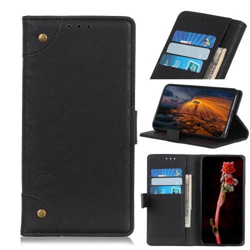 

For Huawei P40 Copper Buckle Retro Crazy Horse Texture Horizontal Flip Leather Case with Holder & Card Slots & Wallet(Black)