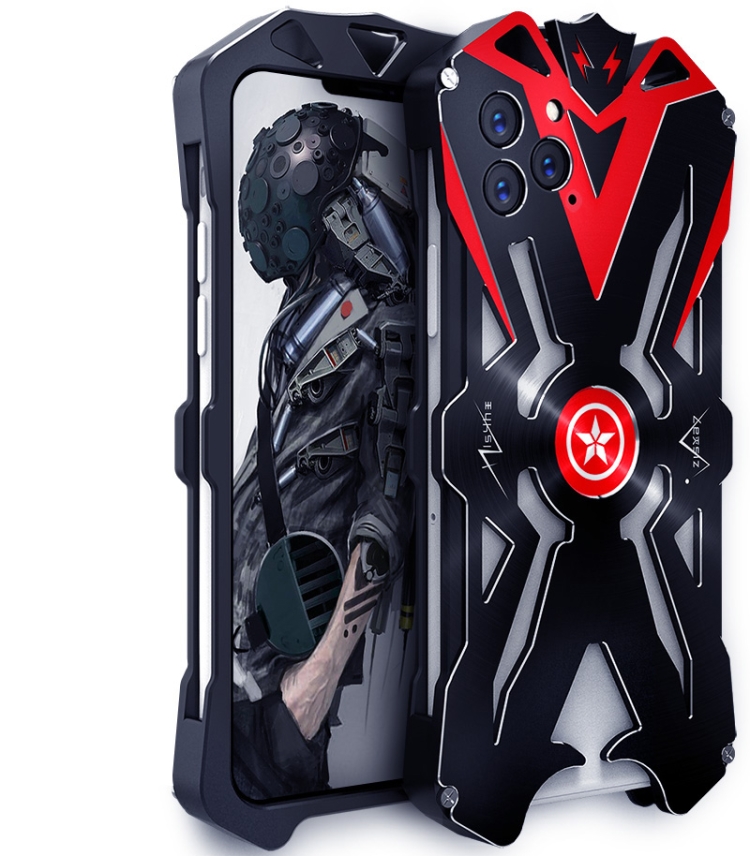 

For iPhone 11 Hammer II Shockproof Metal Protective Case(Black Red)