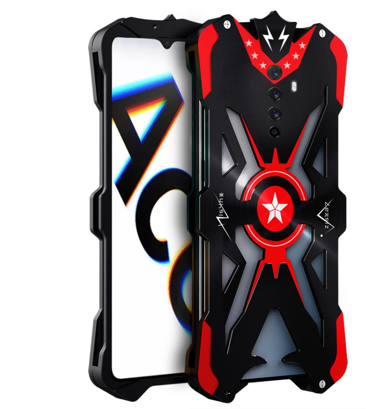 

For OPPO Realme X2 Pro Hammer II Shockproof Metal Protective Case(Black Red)