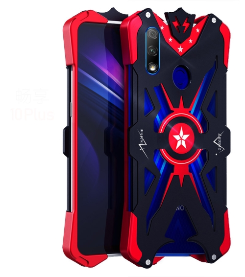 

For Huawei Enjoy 10 + Hammer II Shockproof Metal Protective Case(Black Red)