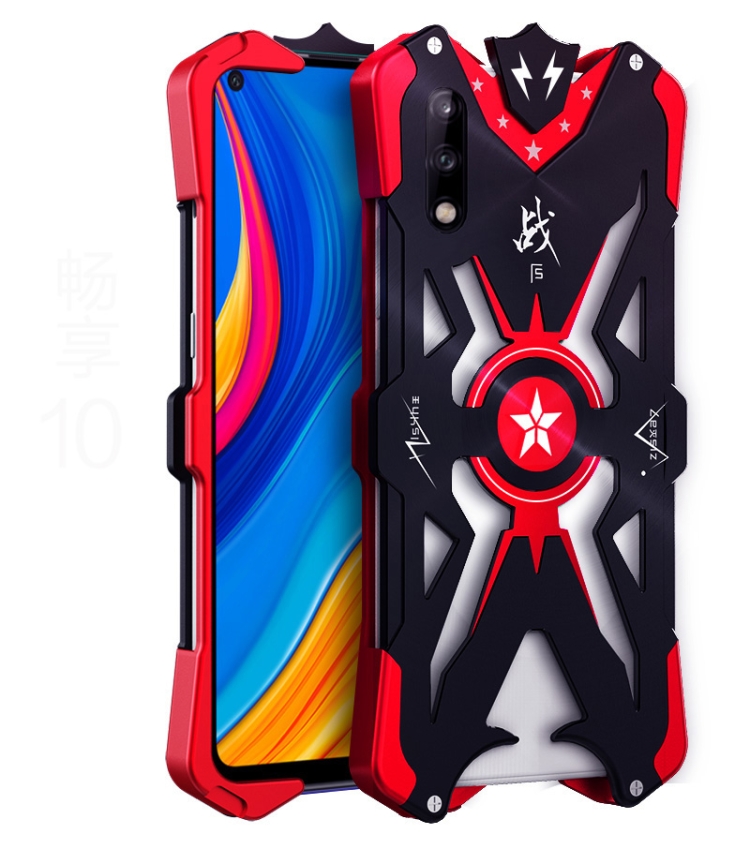 

For Huawei Enjoy 10 Hammer II Shockproof Metal Protective Case(Black Red)