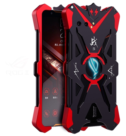 

For Asus ROG Phone II Hammer II Shockproof Metal Protective Case(Black Red)