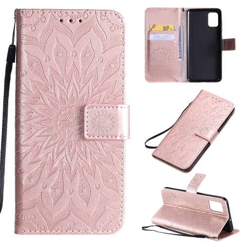 

For Galaxy A51 Sun Print Horizontal Flip Protective Case with Holder & Card Slots & Wallet(Rose Gold)