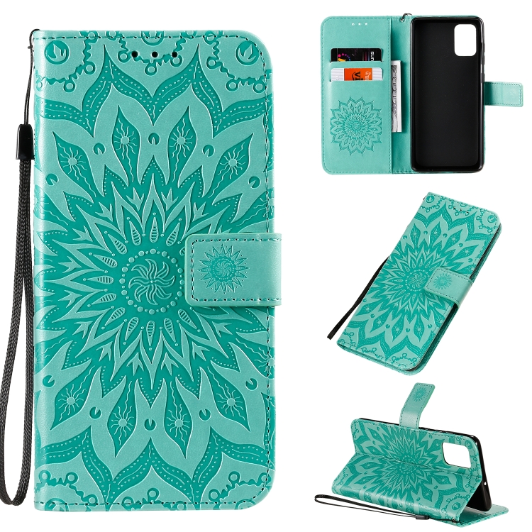 

For Galaxy A71 Sun Print Horizontal Flip Protective Case with Holder & Card Slots & Wallet(Green)
