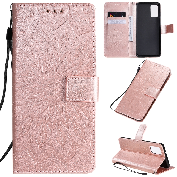 

For Galaxy S20+ Sun Print Horizontal Flip Protective Case with Holder & Card Slots & Wallet(Rose Gold)