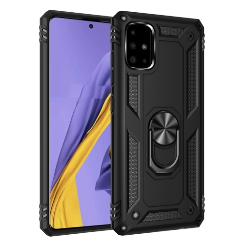 

For Galaxy A51 Armor Shockproof TPU + PC Protective Case with 360 Degree Rotation Holder(Black)