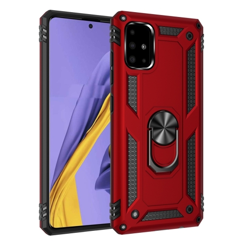 

For Galaxy A51 Armor Shockproof TPU + PC Protective Case with 360 Degree Rotation Holder(Red)