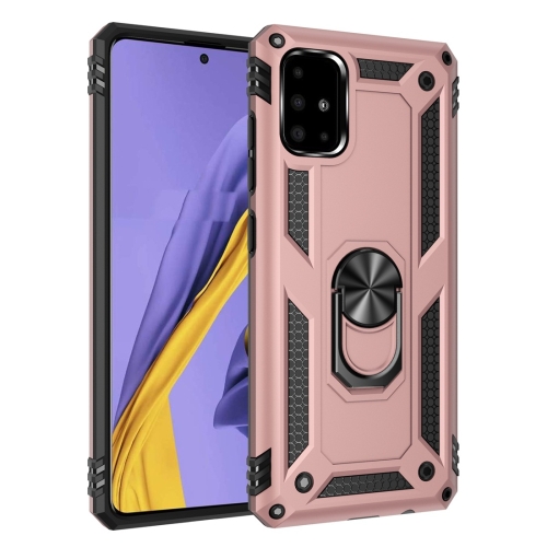 

For Galaxy A51 Armor Shockproof TPU + PC Protective Case with 360 Degree Rotation Holder(Rose Gold)