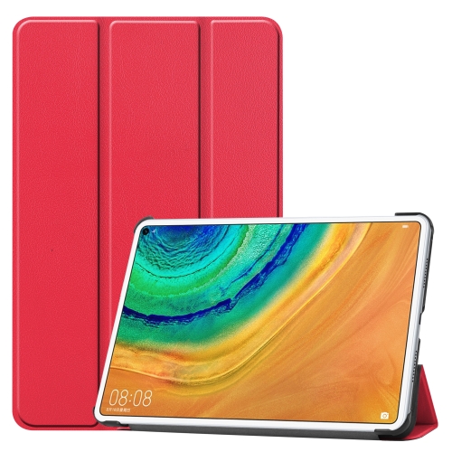 

For Huawei MatePad Pro 10.8 Custer Texture Horizontal Flip PU Leather Case with Three-folding Holder(Red)