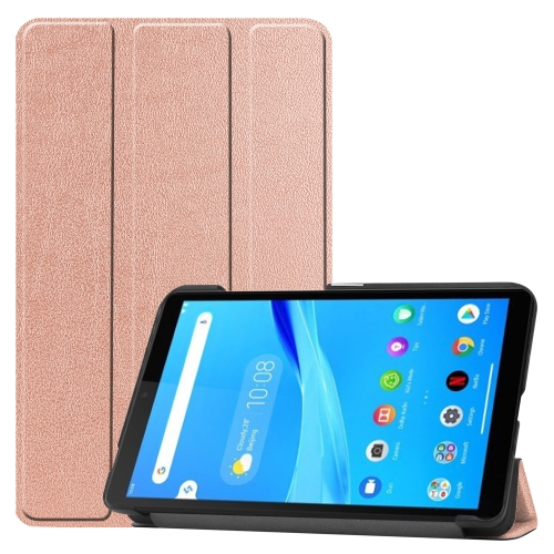 

For Lenovo Tab M7 Custer Texture Horizontal Flip PU Leather Case with Three-folding Holder(Rose Gold)