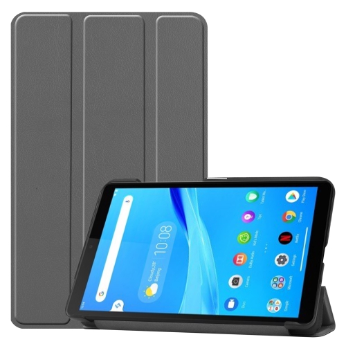 

For Lenovo Tab M7 Custer Texture Horizontal Flip PU Leather Case with Three-folding Holder(Grey)