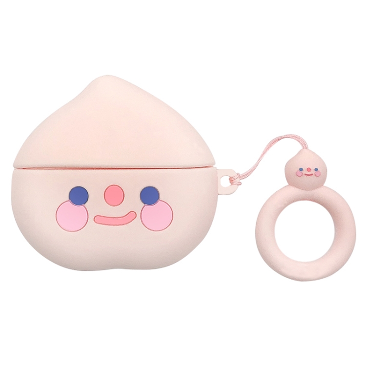 

For AirPods Pro Fruit Shaped Silicone Earphone Protective Case with Hanging Ring(Peach)