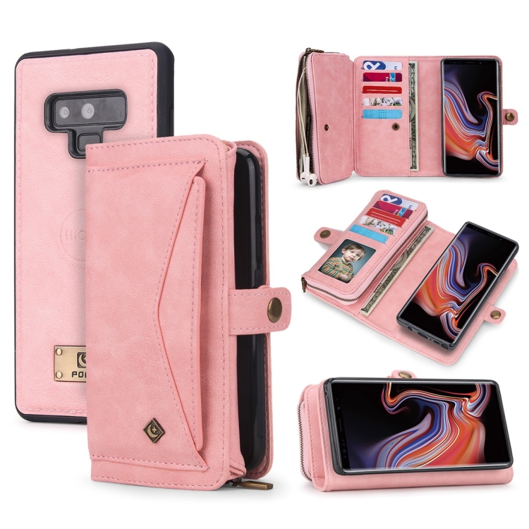 

For Galaxy Note 9 POLA Multi-function TPU + PC Magnetic Horizontal Flip Leather Case with Holder & Card Slots & Wallet & Photo Frame(Pink)