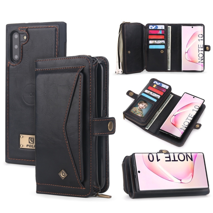

For Galaxy Note 10 POLA Multi-function TPU + PC Magnetic Horizontal Flip Leather Case with Holder & Card Slots & Wallet & Photo Frame(Black)