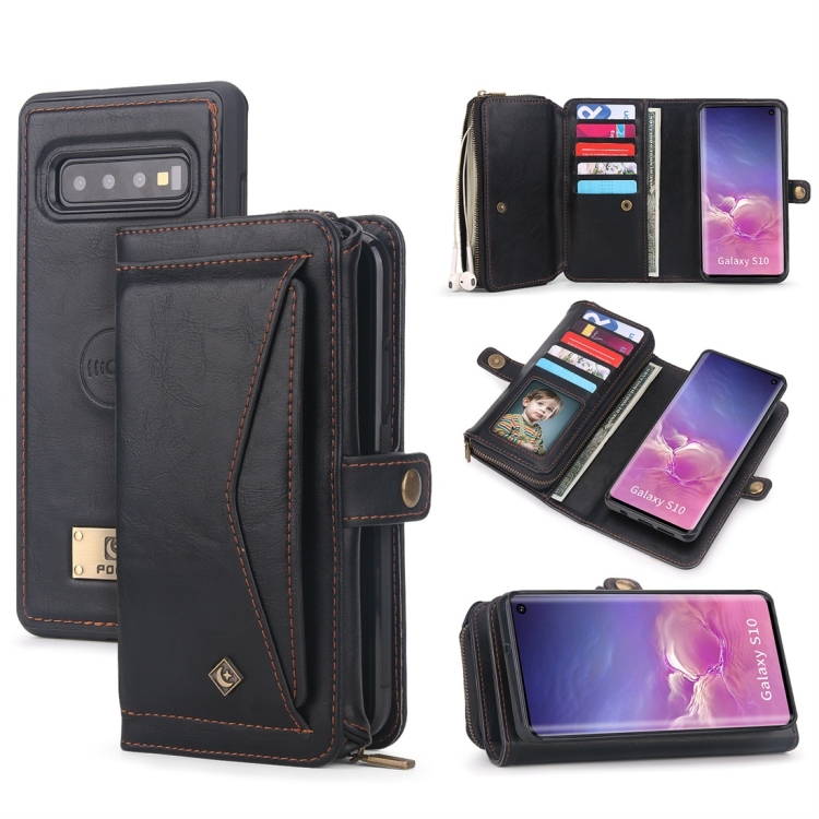 

For Galaxy S10 POLA Multi-function TPU + PC Magnetic Horizontal Flip Leather Case with Holder & Card Slots & Wallet & Photo Frame(Black)