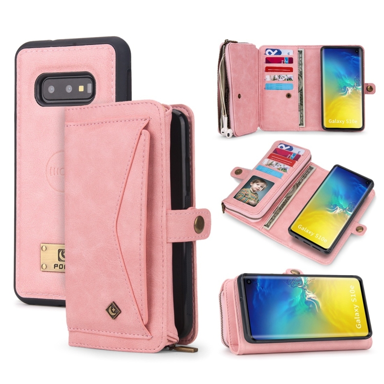 

For Galaxy S10e POLA Multi-function TPU + PC Magnetic Horizontal Flip Leather Case with Holder & Card Slots & Wallet & Photo Frame(Pink)